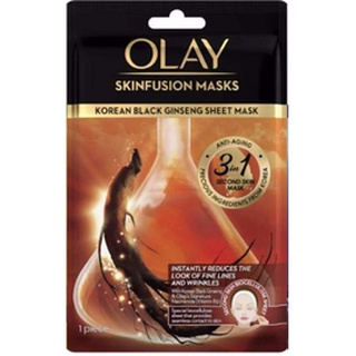 1. Olay Skinfusion Korean Black Ginseng Anti-Aging Sheet Mask  "มาสก์คืนความอ่อนเยาว์ พร้อมส่วนผสมล้ำค่าจากโสมดำเกาหลี ช