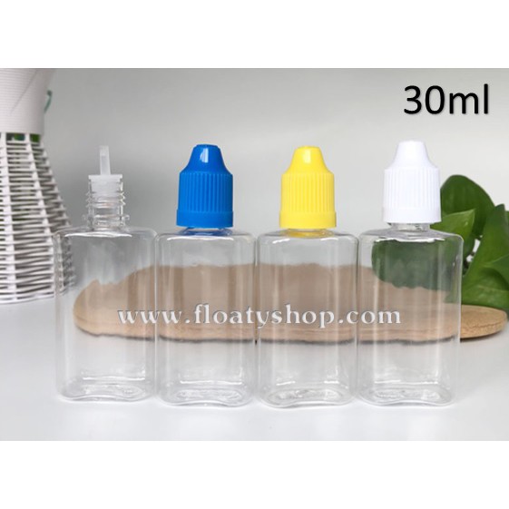 30ml ขวดแบนขอบมน บีบหยด ใส่ของเหลว น้ำยา น้ำมัน ฝาดับเบิ้ลล็อคกันเด็กเปิดเล่น