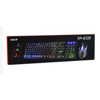 New Oker KM-6120 คีย์บอร์ดเรืองแสง+Mouse GAMING