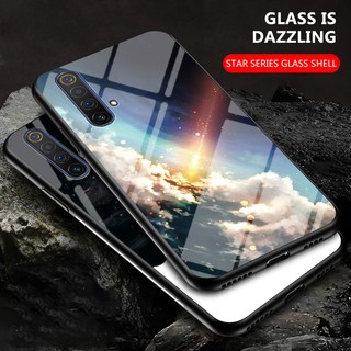 กรณี Realme X50 5G ฝาครอบกรณี Gradient Starry Glass Casing เคสโทรศัพท์ RealmeX50 5G Back Cover