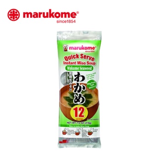 MARUKOME มารุโคเมะ Quick Serve Miso Soup Wakame Seaweed 12s มิโซะซุปแบบควิกเซิร์ฟผสมสาหร่ายวากาเมะ 12 เสิร์ฟ