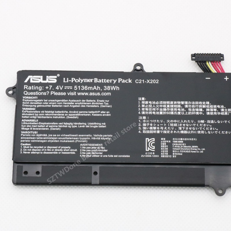 Asus Asus C21 X202 S200 S200e X201 X201e X202 X202e แบตเตอรี่แล็ปท็อป