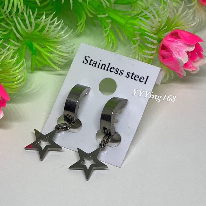 ต่างหู ต้องเจาะหู ตุ้มหู จิว ไม้กางเขน Cross Huggie Earrings for Men Stainless Steel Earing Punk Mal