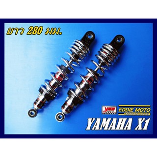 YAMAHA  X1​ REAR​ SHOCK​ SET "CHROME" (L. 280 mm.)​  // โช๊คหลังสปริงชุบ​ (280 มม.​) งานสวย คุณภาพเยี่ยม ได้มาตรฐาน