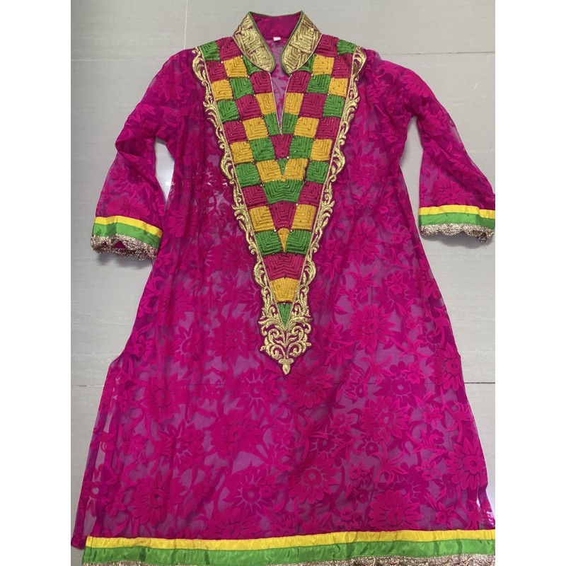 ชุดอินเดีย 2 ชิ้น เสื้อผู้หญิง แขนยาว สีสด สวยมากมาพร้อมซับในสีบานเย็น