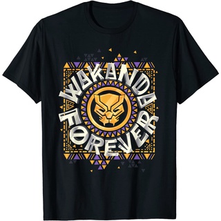 เสื้อยืดโอเวอร์ไซส์เสื้อยืด พิมพ์ลายสัญลักษณ์ Marvel Black Panther Wakanda Forever สําหรับผู้ชายS-3XL