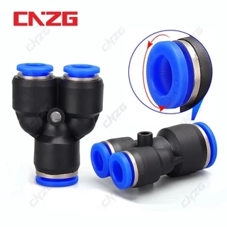 PY PW ข้อต่อลม ข้อต่อลมเสียบสามทาง ข้อต่อตัววาย หัวพ่นหมอก ลม 6mm Fitting