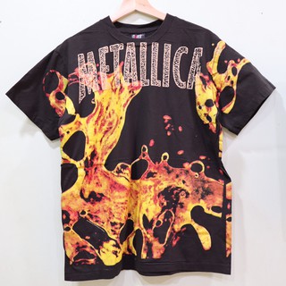 เสื้อวงmetallicaลายโอเวอร์ปริ้น สไตล์วินเทจ สกรีนทั้งตัว ผ้านอก เสื้อOVP เสื้อวินเทจญี่ปุ่น เสื้อโอเวอร์ไซส์