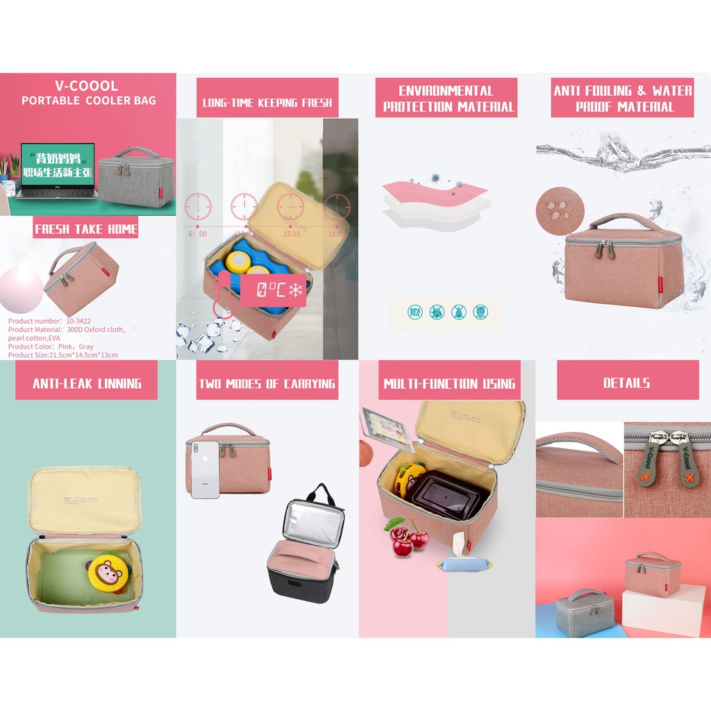 กระเป๋าเก็บความเย็น v-coool รุ่น portable cooler bag เก็บอุณหภูมิ เก็บนมแม่ ใส่ขวดนม - รูปที่ 5