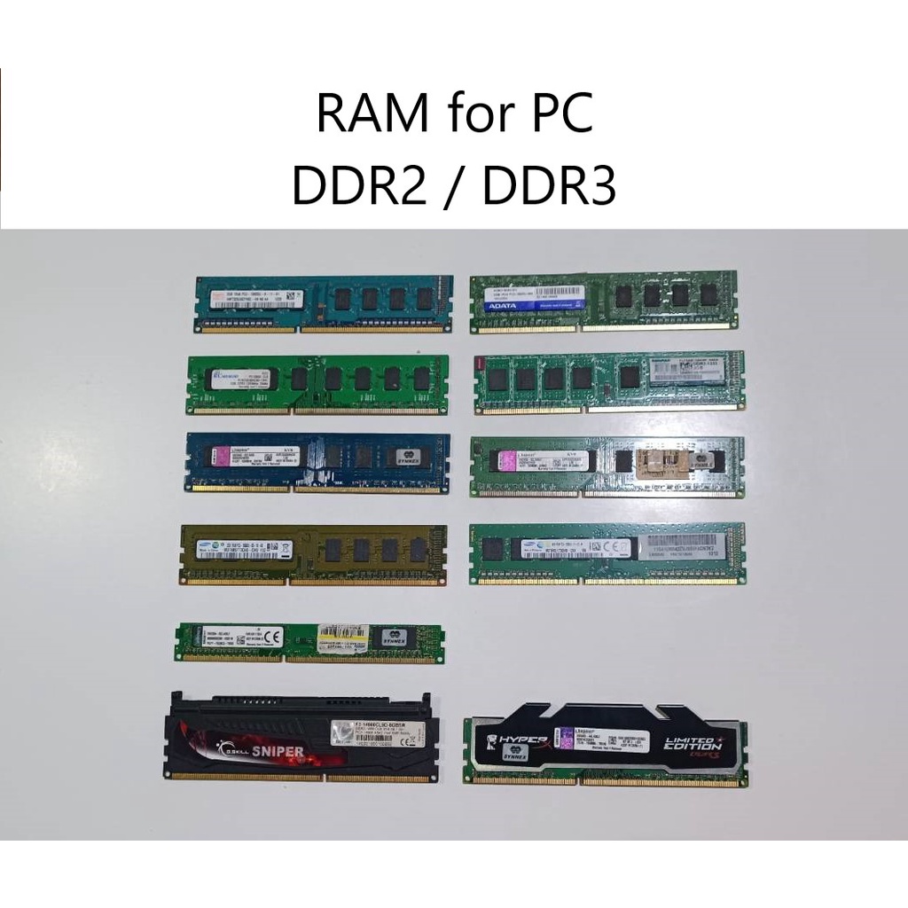 RAM PC มือ 2 DDR3 / DDR2 ขนาด 2GB / 4GB / 8GB หลายรุ่น รับประกัน 30 วัน
