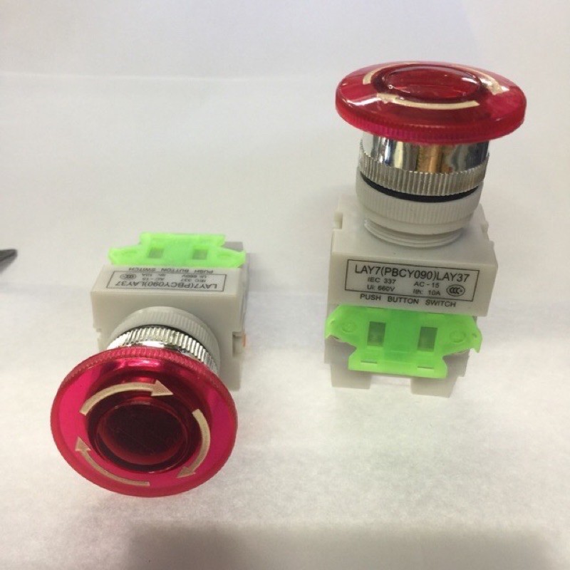สวิทช์ดอกเห็ด สวิทช์ฉุกเฉิน มีไฟโชว์สีแดง Emergency Switch PUSH BUTTON SWITCH 22mm