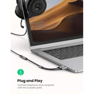UGREEN รุ่น AV140 สายAUX3.5 Splitter แยกเสียงและไมค์ AUX3.5 Female to 2 Male สายยาว 20cm