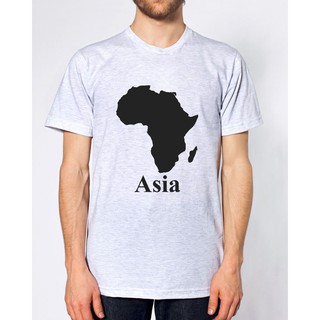 T-shirt  เสื้อยืดแขนสั้น พิมพ์ลายแผนที่แอฟริกาเอเชีย คุณภาพสูง สําหรับผู้ชายS-5XL