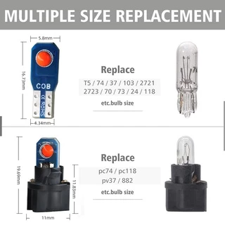 หลอดไฟ T5 Led พร้อมซ็อกเก็ตบิด W3W W1.2W 2SMD 12V COB 1 ชิ้น