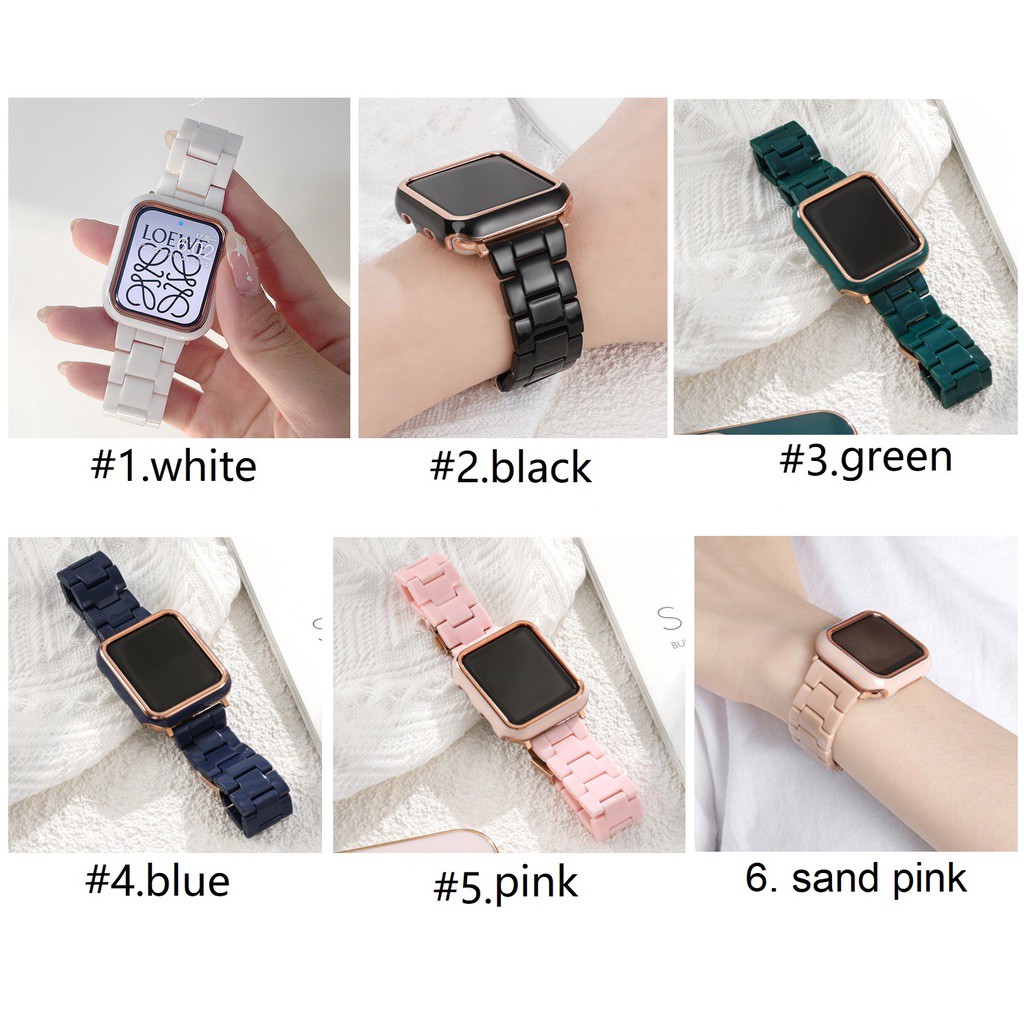 สร้อยข้อมือสายสมาร์ท สาย Apple Watch + เคส Resin iwatch สายนาฬิกา Apple Watch series 6 5 4 3 2 1 Apple Watch SE Strap Wr