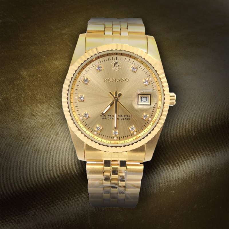 ROMANO นาฬิกาข้อมือผู้ชายสายSTAINLESSสีทอง รุ่นJAPAN MOVT 2115 ALL