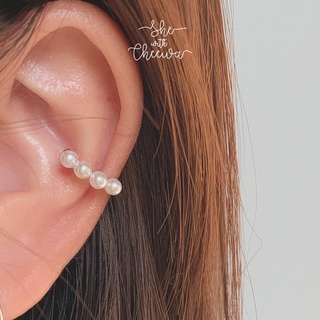 She with Cheewa | silver925 | pearl earcuff ต่างหูหนีบเงินแท้ มินิมอล ประดับมุกจิ๋ว สามารถปรับขนาดตามใบหูได้เลยค่ะ