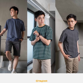 Heylook Official - เสื้อยืดลายทาง แนวนอน สําหรับผู้ชาย และผู้หญิง