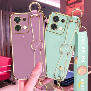 เคสโทรศัพท์มือถือ OPPO Reno 8 8Pro 7 7Z 7Pro Find X5 Pro Phone Casing with Wristband + Neck Rope Strap Soft Smartphone Case Shell All-Pack Ice Protection Back Cover Reno8 Reno7 Z Pro