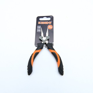 KENDO 10903 คีมปากแหลม (ชุบนิกเกิล/ด้ามหุ้มยาง) 115/4-1/2 KENDO 10903 Long Nose Pliers (Nickel Plated / Rubberized Handl