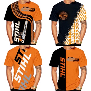 ใหม่ เสื้อยืดลําลอง แขนสั้น คอกลม พิมพ์ลายเลื่อยไฟฟ้า STIHL 3d แฟชั่นสําหรับสตรี