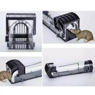 เมาส์ RAT เครื่องดักหนูอัตโนมัติ สีดำ ขนาดทางเข้ากว้าง 7.5cm ยาว 31.5cm ใช้งานง่าย เพียงปลดสลัก และรอให้น้องหนูมาเหยียบก