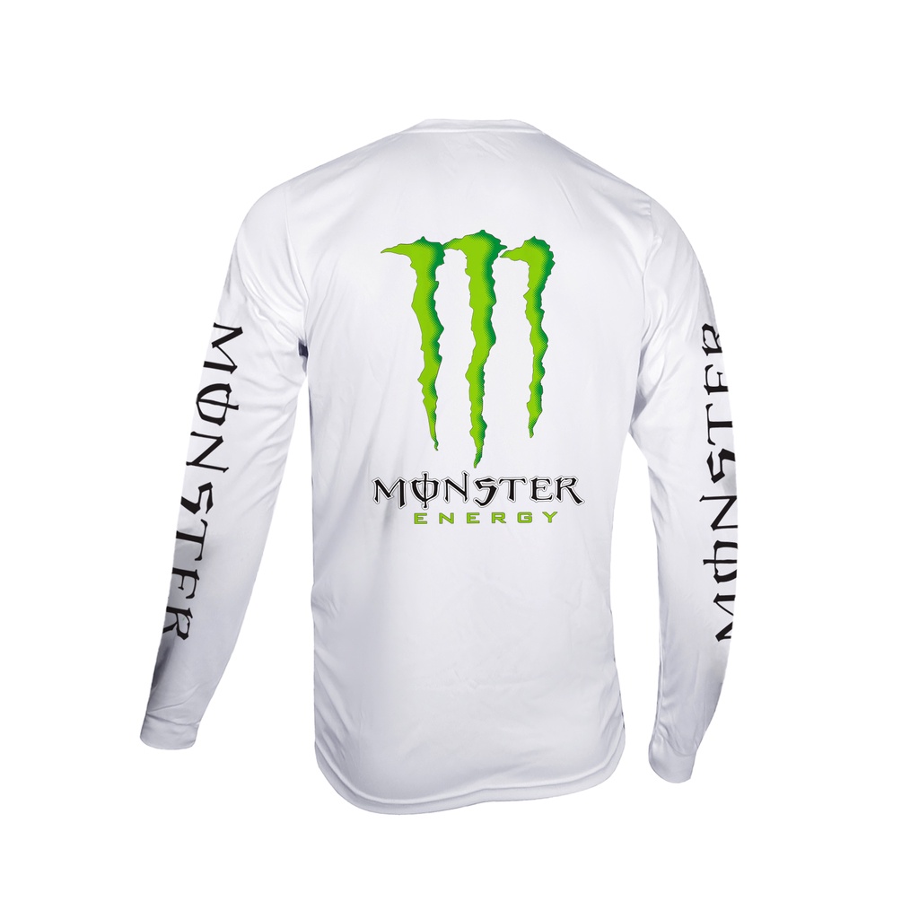 ใหม่พร้อมส่ง! เสื้อแขนยาวผ้าไมโครโพลีเอสเตอร์เกรดพรีเมี่ยม เสื้อกีฬา เสื้อกีฬาแขนยาว MOTO ลายกรงเล็บ สีขาว