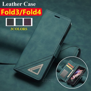 เคสโทรศัพท์มือถือหนัง ฝาพับแม่เหล็ก พร้อมช่องใส่บัตร สําหรับ Samsung Galaxy z Fold 3 ZFold4 zFold3 z Fold 4 F3