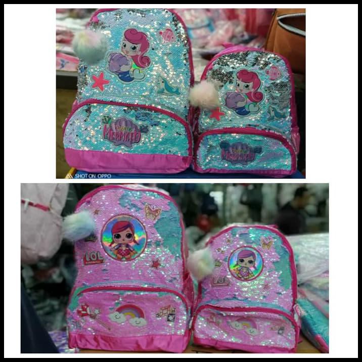 Hologram Sequin Lol Bag Justice Unicorn School Backpack Import - No. หนึ่ง ไซส์อนุบาล เจนนี่789