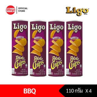 LIGO BARBECUE POTATO CHIPS 110G มันฝรั่ง ลิโก้ โปเตโต้ รสบาร์บีคิว มันฝรั่งทอดกรอบ 110กรัม (4กระป๋อง)