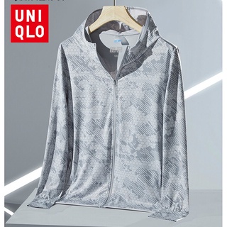 Uniqlo เสื้อแจ็กเก็ต มีฮู้ด พิมพ์ลายพราง ระบายอากาศ แห้งเร็ว ป้องกันรังสียูวี เหมาะกับฤดูร้อน สําหรับผู้หญิง