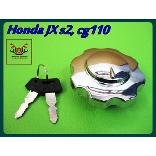 HONDA JX S2 CG110 FUEL TANK CAP "CHROME" &amp; KEY ET (2 PCS.) // ฝาถังน้ำมันเบนซิน ชุบโครเมี่ยม พร้อม กุญแจ สินค้าคุณภาพดี