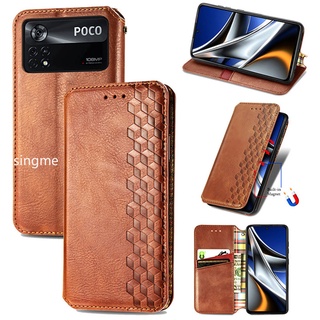 เคสโทรศัพท์มือถือหนัง ฝาพับแม่เหล็ก กันกระแทก พร้อมช่องใส่บัตร สําหรับ Xiaomi Poco X4Pro 5G M4Pro X4 M4 X3 GT NFC M3 Pro 4G 5G M X 4 Pro 2022