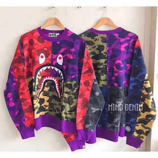 Bape sweater mix shark crazy camo(ของแท้)