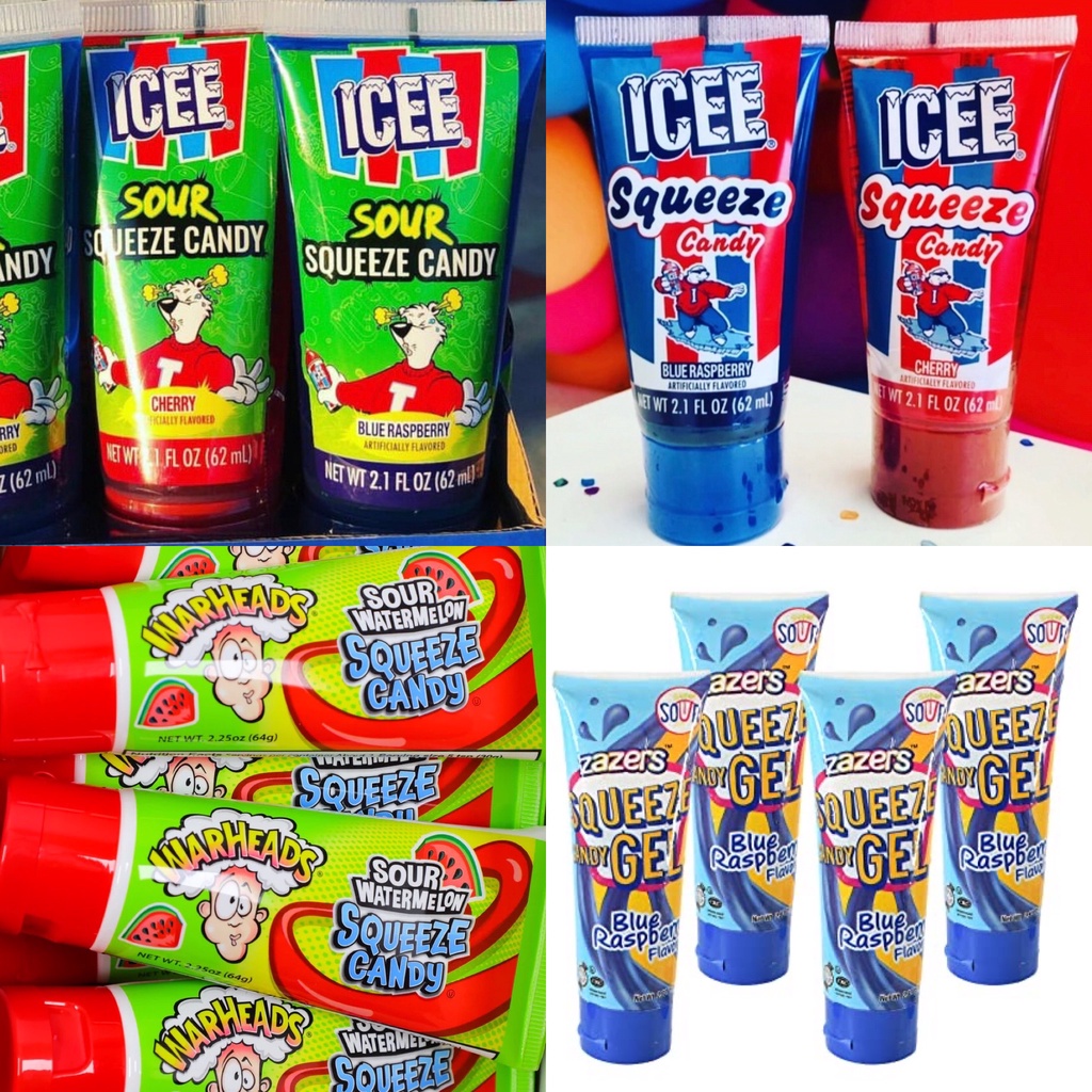 American Sour Squeeze Candy - ICEE, Warheads, Zazers ลูกอมเจลเหลว ขนม usa