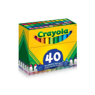 [ใช้โค้ด CRAY6063 ลดเหลือ765]Crayola Ultra Clean Washable Marker สีเมจิกล้างออกได้อัลตร้าคลีน40สี หัวใหญ่ อายุ 3 ปี ขึ้นไป