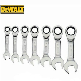 DEWALT Ratcheting Stubby Wrench Set, 7-Piece Metric (DWMT19261)