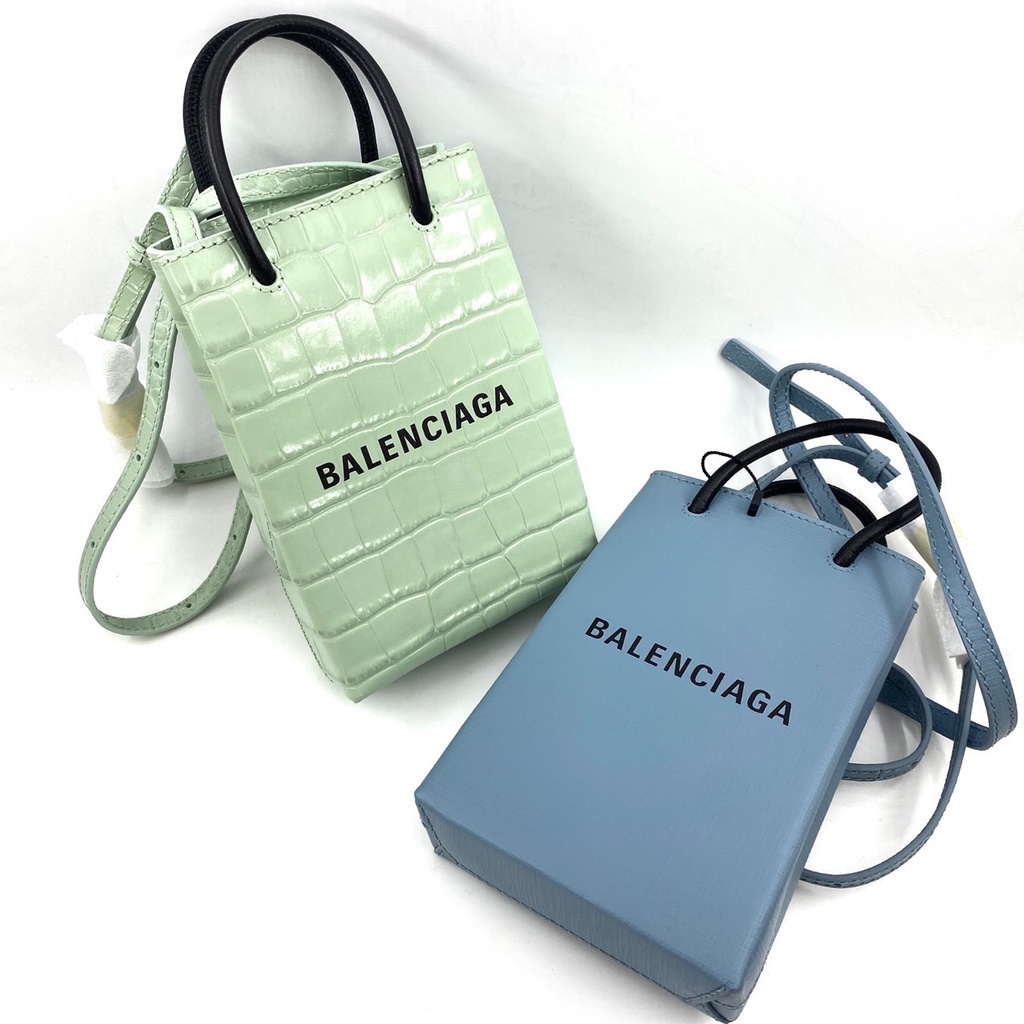 Balenciaga phone tote กระเป๋า มีสายยาว สีขาว ใส่โทรศัพท์ บาเลนเซียก้า สีดำ สีฟ้า ของแท้⚡️ส่งฟรี EMS ทุกรายการ