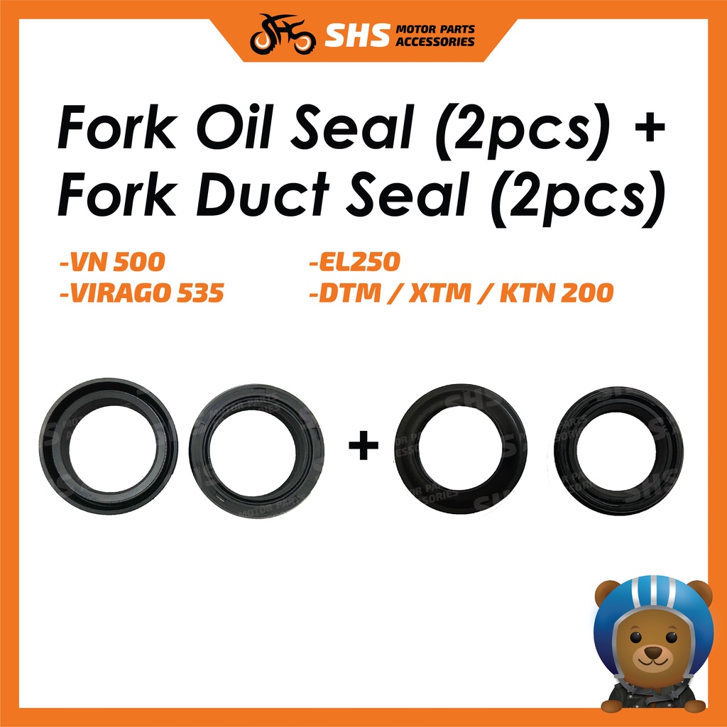ซีลน้ํามันส้อม (2 ชิ้น) + ซีลท่อ (2 ชิ้น) VN 500/ VIRAGO 535 / EL250 / DTM / XTM / KTN 200
