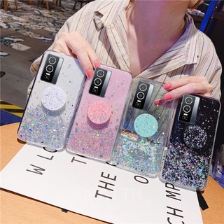 เคสโทรศัพท์ Vivo Y76 5G Y15s 2021 V23e V21 5G Y33s Y21 Y72 Y52 X70 Pro V20 Pro V20 SE V19 Phone Case Glitter Star Space TPU Soft Case With Stand Holder Casing เคส วีโว่ วี23E VivoY15s VivoY76 VivoY33s VivoV21