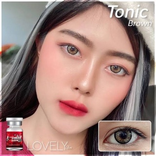 คอนแทคเลนส์ สีน้ำตาล ตัดขอบดำ lovely plus tonic brown.