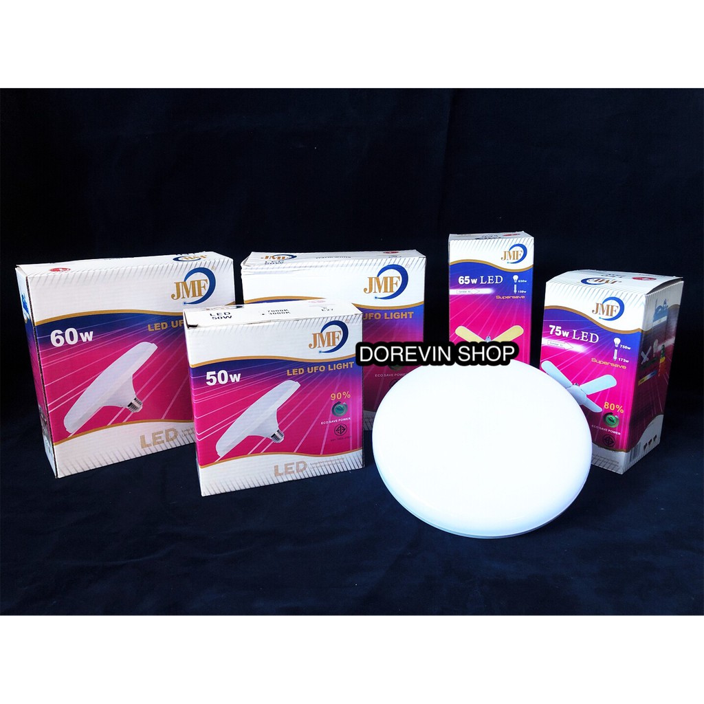 [JMFทรงจานบิน] หลอดไฟ LED ทรงใบพัดพับเก็บได้ 50/60/65/75w มีแสงขาว,เหลือง