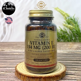 วิตามินอี Solgar® Natural Source Vitamin E 134 mg (200 IU) 100 Softgels ชะลอวัย