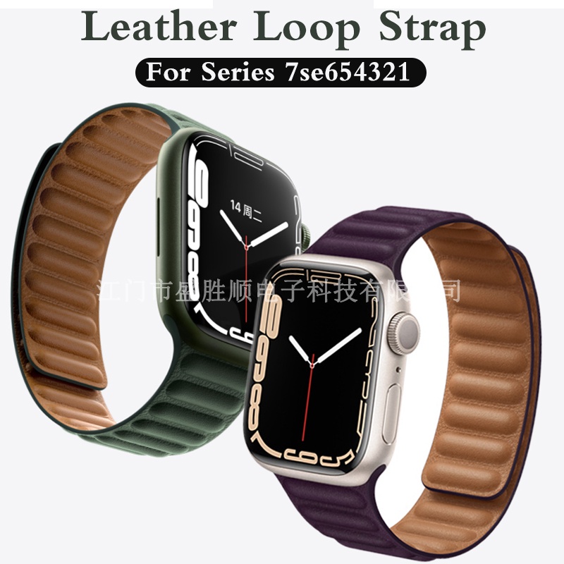 【พร้อมส่ง】สายนาฬิกาข้อมือหนัง แบบแม่เหล็ก สําหรับ Apple Watch Band 44 มม. 40 มม. 41 มม. 45 มม. 42 มม. 38 มม. iWatch Series 3 5 4 SE 6 7 2022