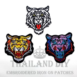 🐯 ตัวรีดติดเสื้อ งานปัก ลาย เสือ หัวเสือ ลายสัตว์ Tiger Head Patch WOP DIY ตัวรีด อาร์มติดเสื้อ กระเป๋า เสื้อกลุ่ม ทีม