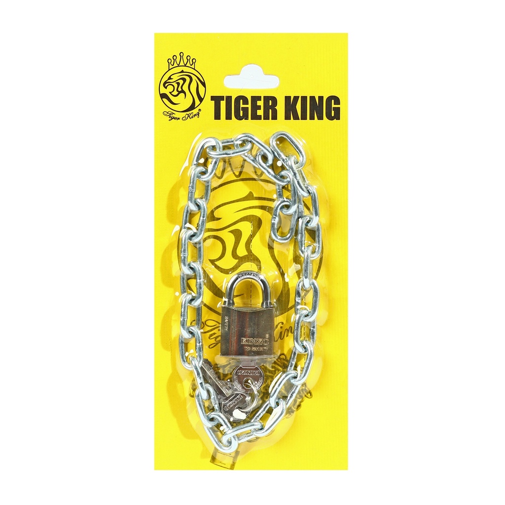 TIGER KING ชุดแม่กุญแจอย่างดี ขนาด 32 มม. พร้อมโซ่เหล็ก ยาว 50 ซม. สีทอง ใช้สำหรับล็อค รักษาความปลอดภัย (ไทเกอร์ คิง)