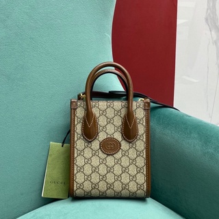 พรี GUCCI mini tote 671623 กระเป๋าถือกระเป๋าสะพายกระเป๋าแฟชั่นแบรนด์เนน กระเป๋าหิ้ว