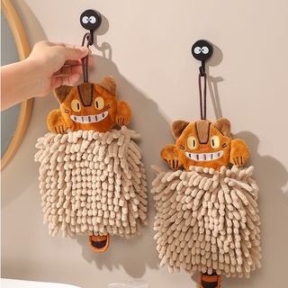 ผ้าขนหนูไมโครไฟเบอร์ แบบนิ่ม ดูดซับน้ําได้ดี ลายการ์ตูน Totoro Chenille แบบแห้งเร็ว สําหรับห้องครัว ห้องน้ํา