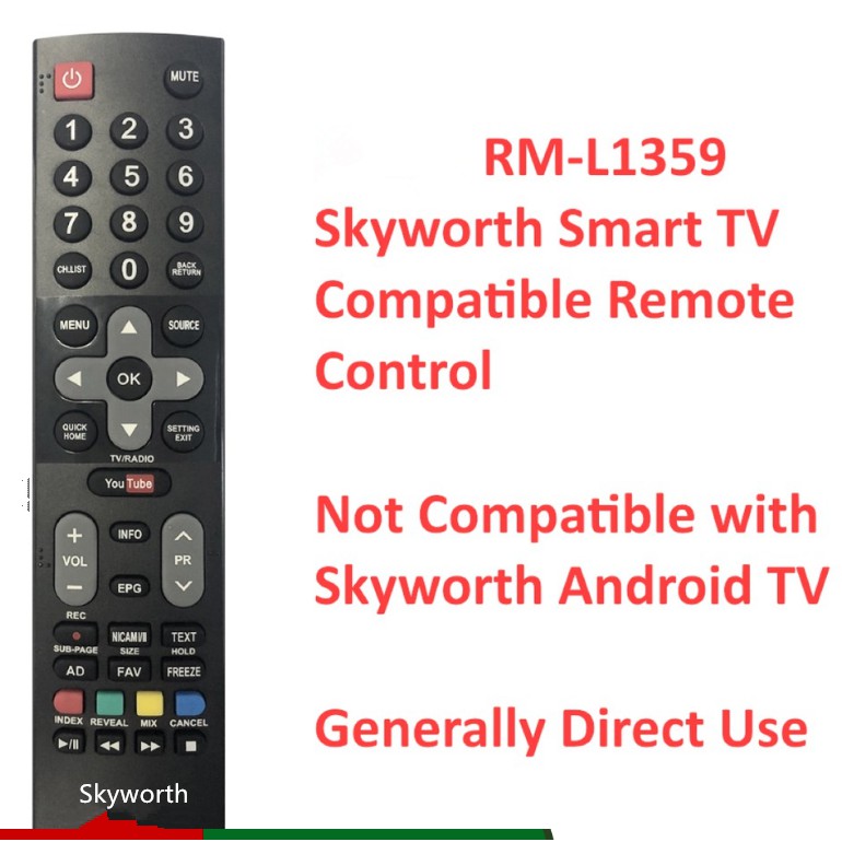 Skyworth Universal RM-L1359 Skyworth Smart TV HOF16J234GPD12 รีโมทคอนโทรลที่รองรับ UA43NU7090,UA50NU
