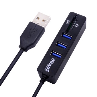 combo 3 พอร์ต usb 2 . 0 hub ความเร็วสูง usb splitter in 1 sd/tf การ์ดรีดเดอร์สีดํา